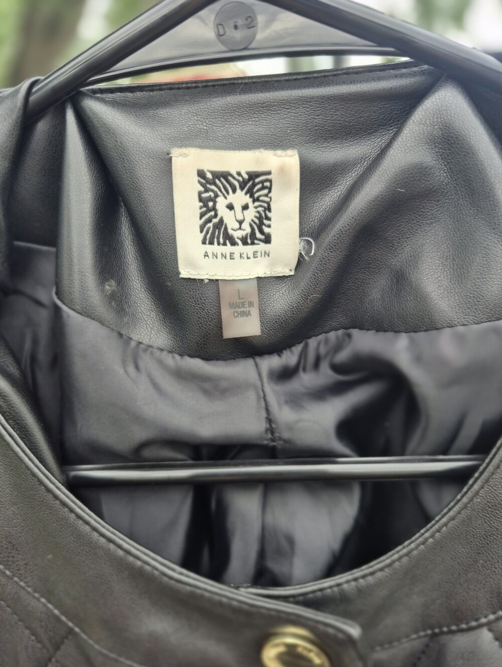 Anne Klein Black Quilted Snap-Front Leather Jacket - Picture 4 of 4